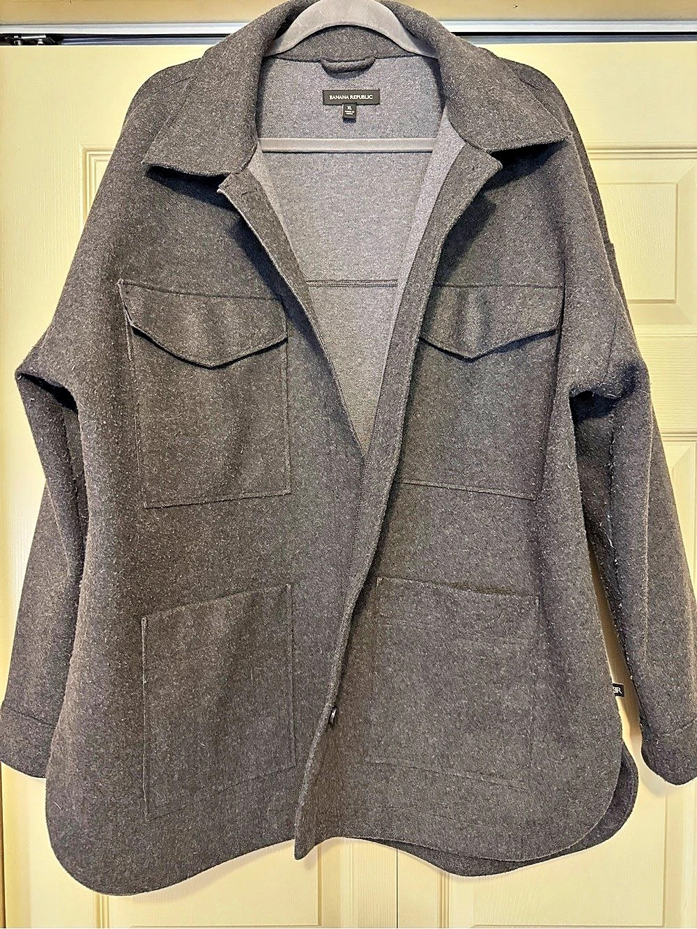 Banana Republic Boiled Wool-Blend Shirt Jacket Gray XL